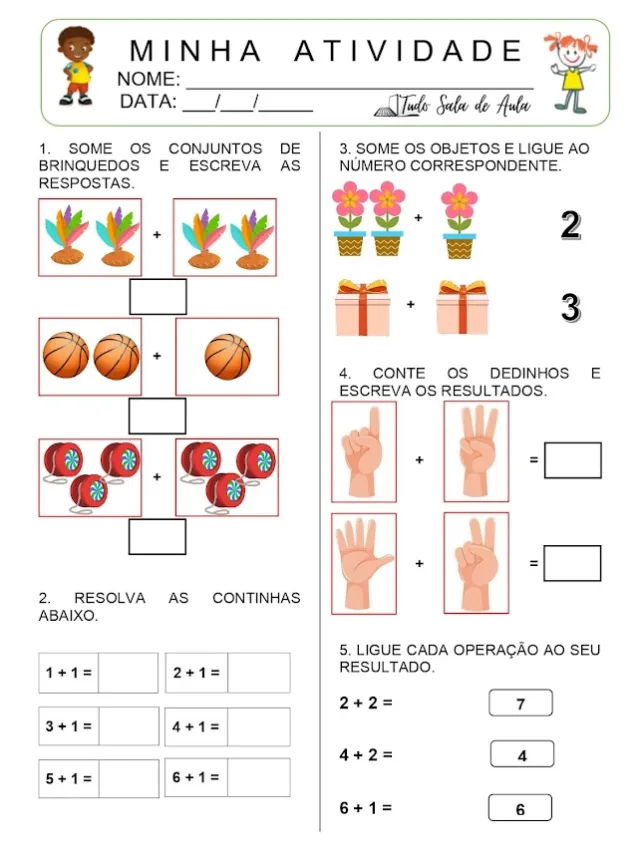 Atividade sobre adição para a educação infantil.