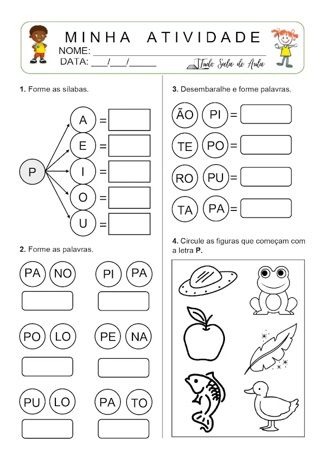 atividade de alfabetização 1 ano