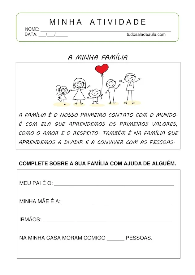 Atividades sobre Família