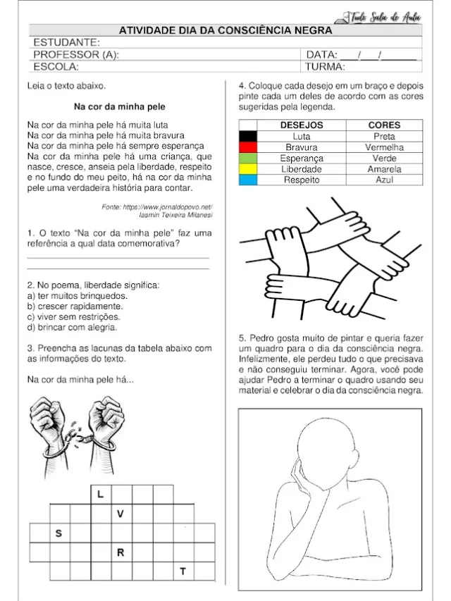 atividade dia da consciência negra