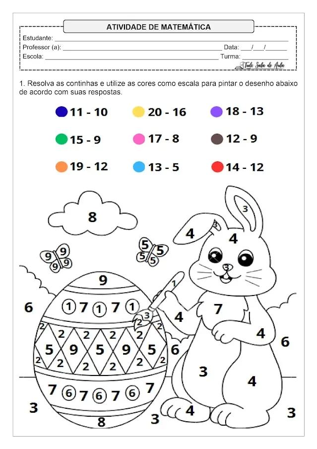 Atividades de Subtração para o 1° ano