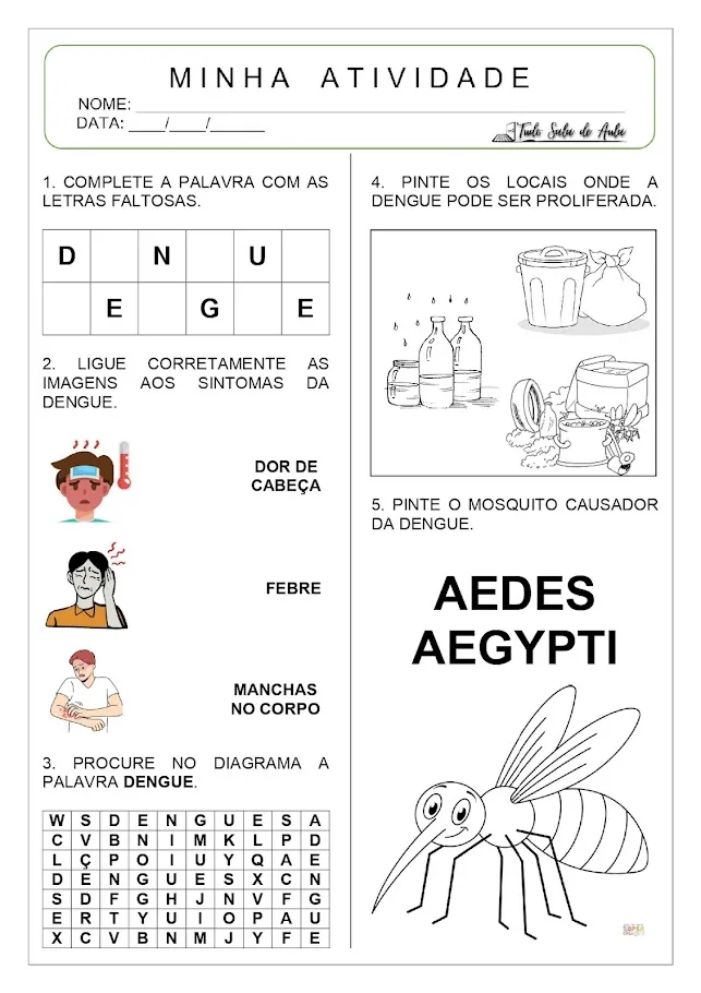 Atividades sobre a dengue para educação infantil