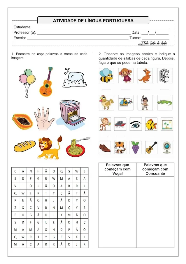 Atividade de Alfabetização Nível Silábico