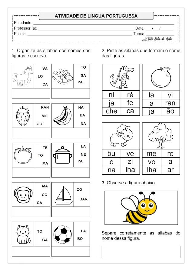 atividade separação de sílabas