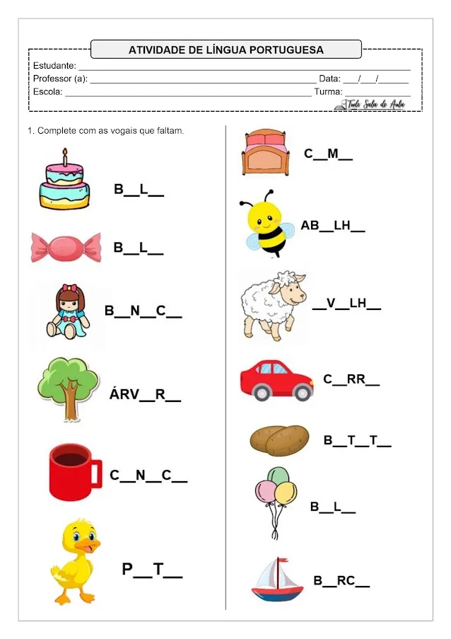 Atividade de Alfabetização Nível Silábico