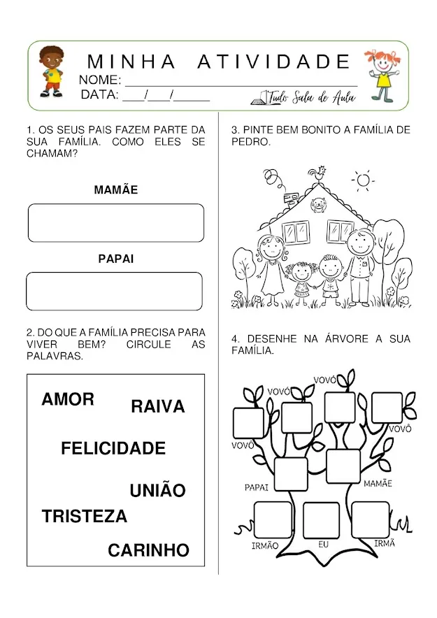 Atividades sobre Família