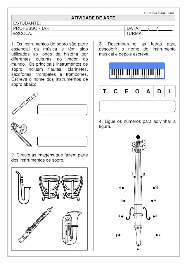 Atividade instrumentos musicais