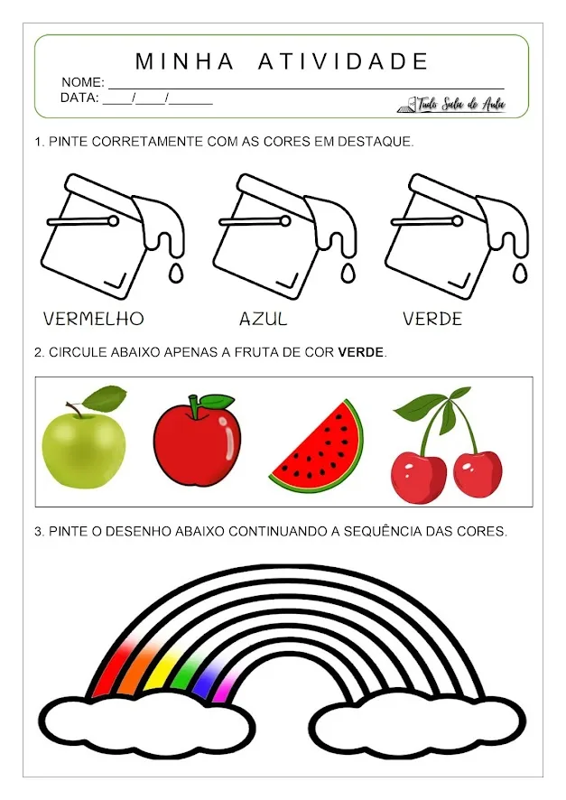 atividade sobre cores