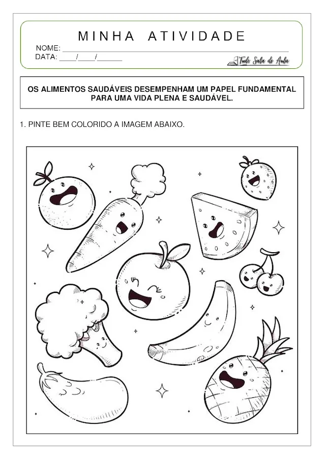 atividade alimentos saudáveis educação infantil