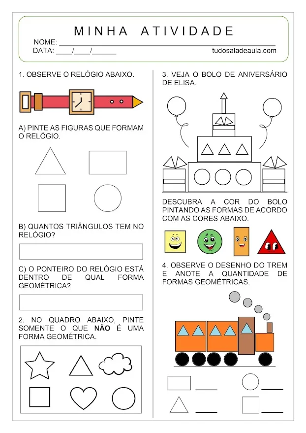 Atividade formas geométricas 1 ano