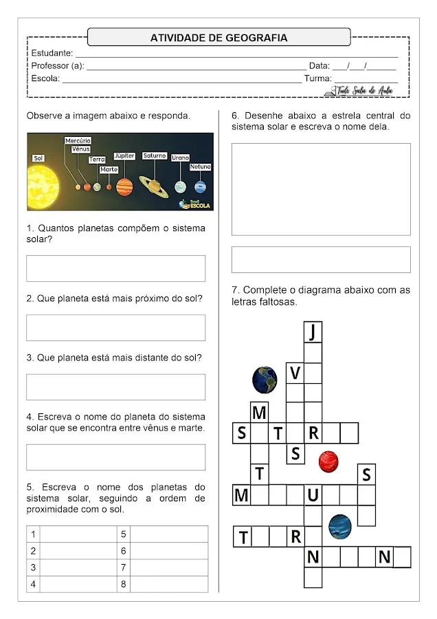 atividade de geografia