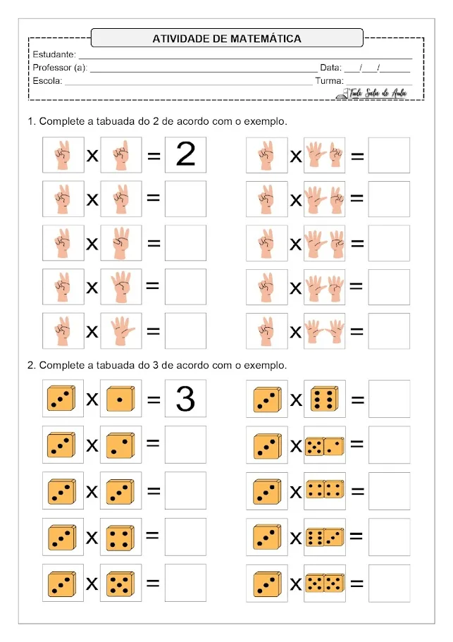 tabuadas para completar