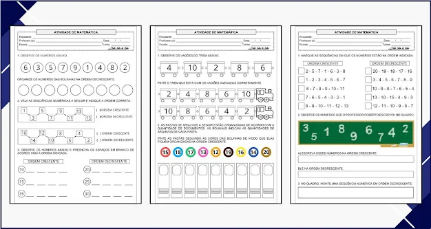 Atividades sobre Ordem Crescente e Decrescente para o 2º ano fundamental