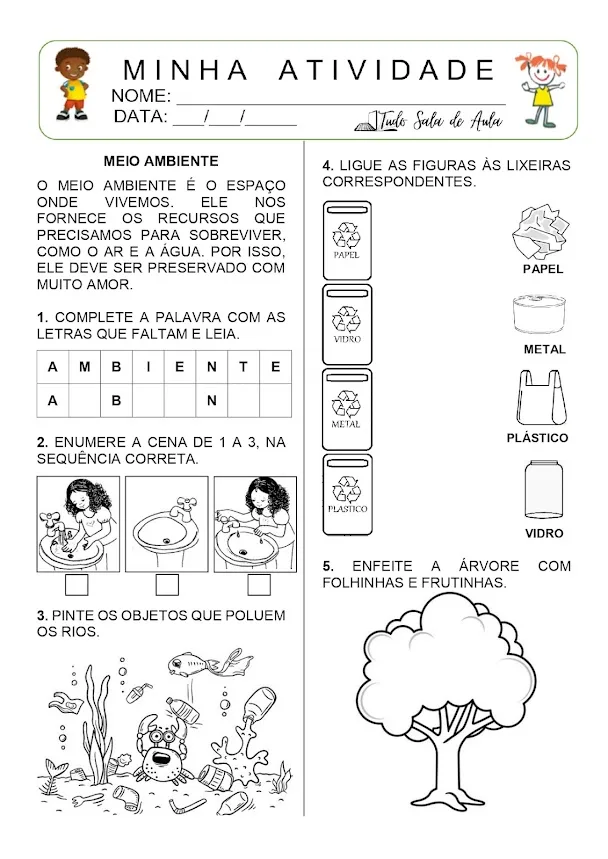 atividades sobre o meio ambiente na educação infantil