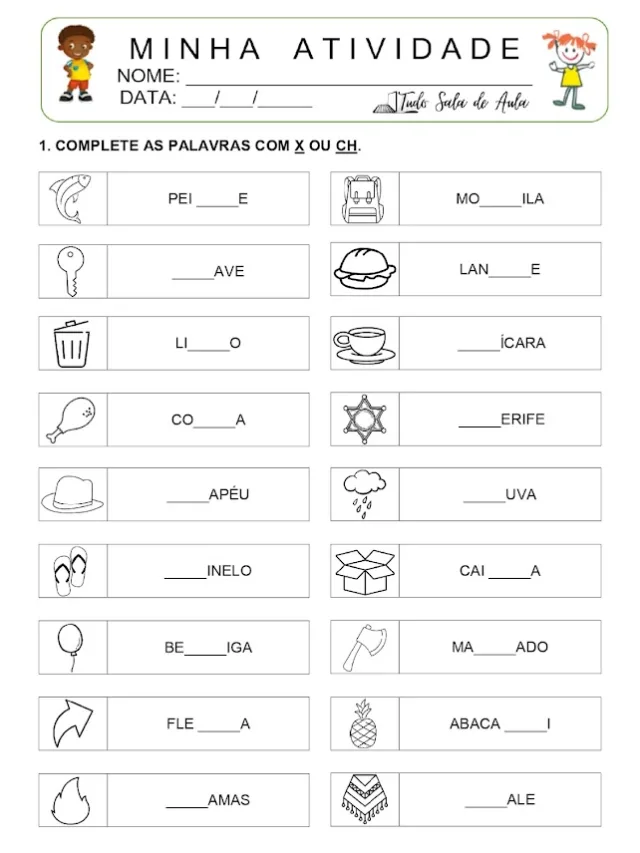 atividade com X ou CH