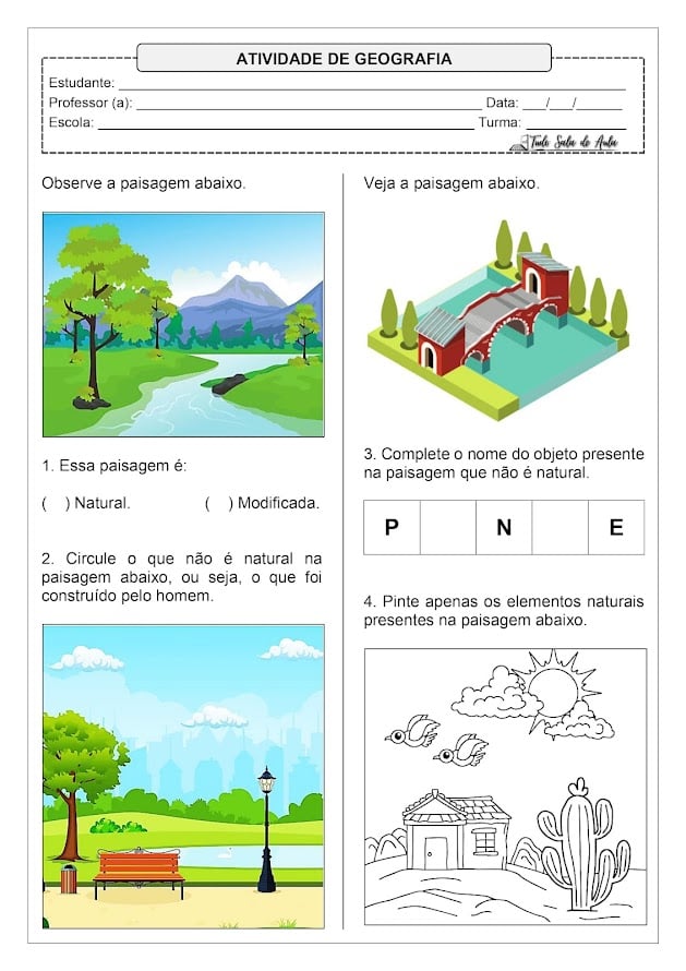 atividade sobre paisagem