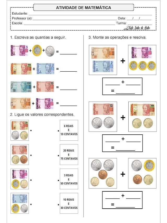 Atividades de Educação Financeira para Imprimir