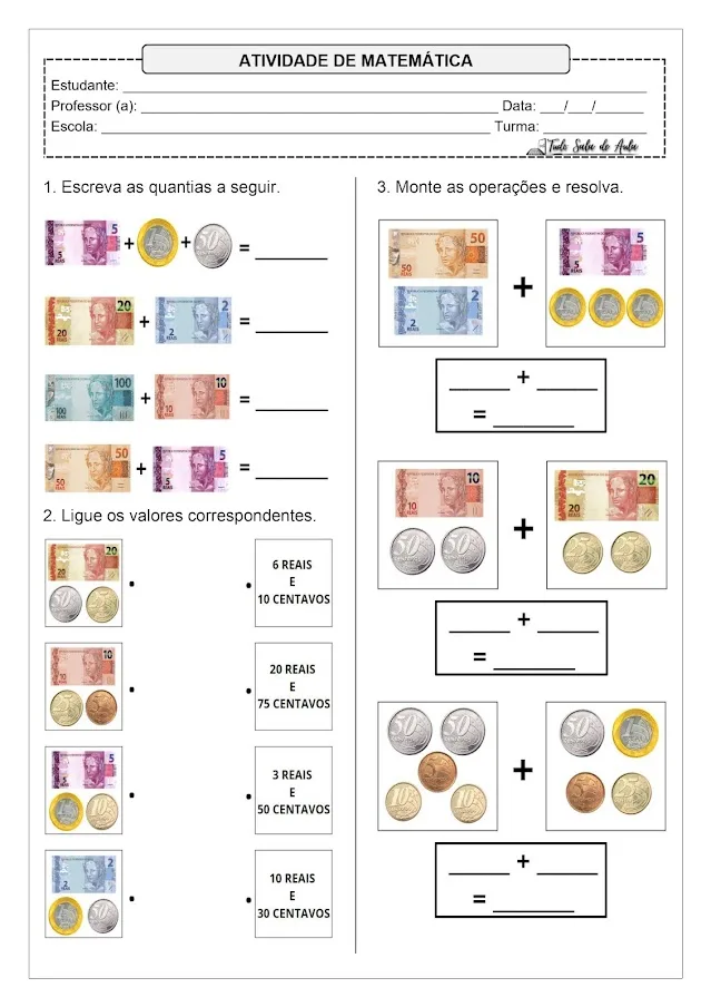 Atividades de Educação Financeira para Imprimir