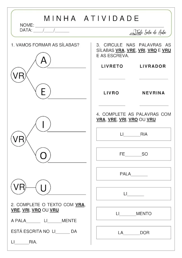 atividade sílabas complexas