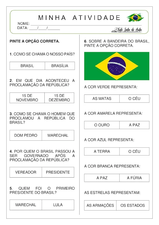 atividade proclamação da república