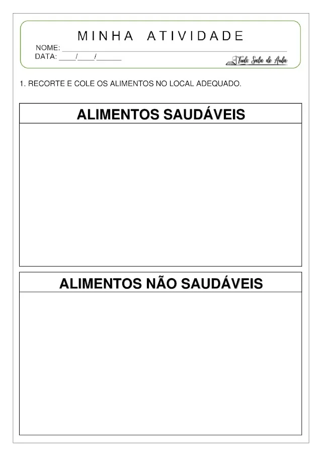 atividade alimentos saudáveis educação infantil