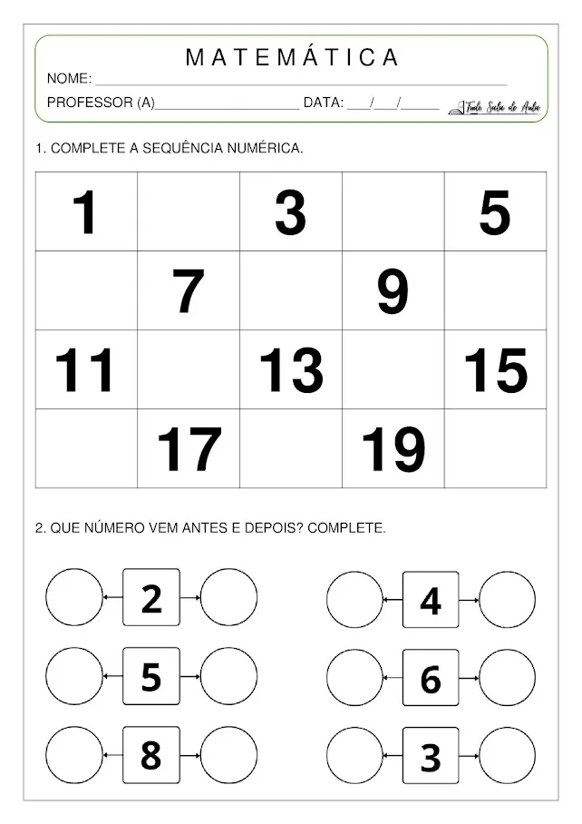 Atividades de Alfabetização em Matemática