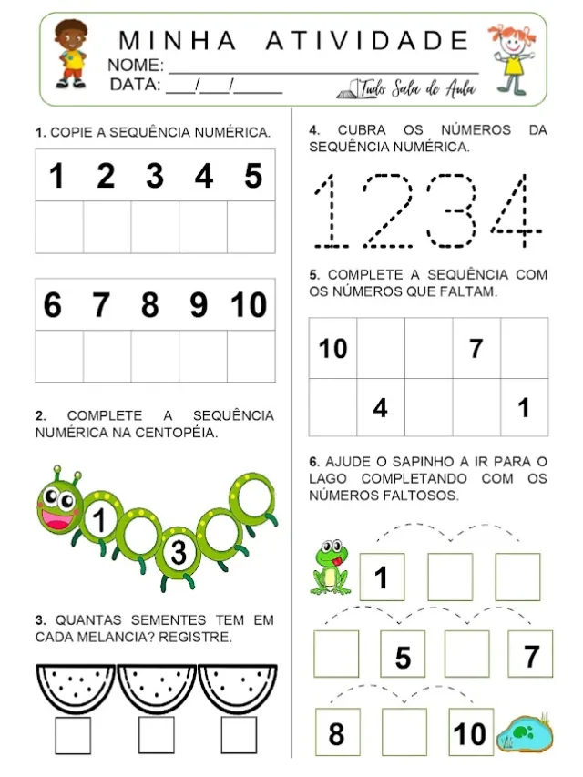 Atividade de sequência numérica educação infantil