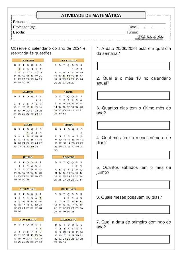 atividade calendário