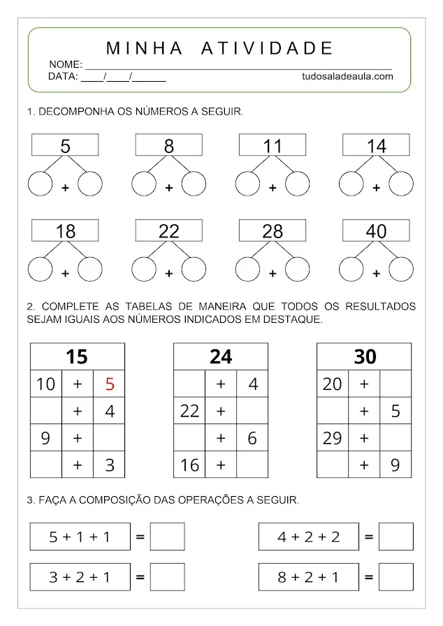 Atividade de composição e decomposição