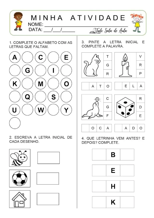 Atividades com alfabeto educação infantil