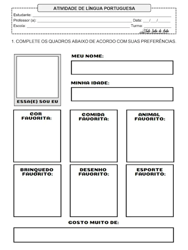 Atividades "Quem sou eu?" - 1º e 2º ano fundamental