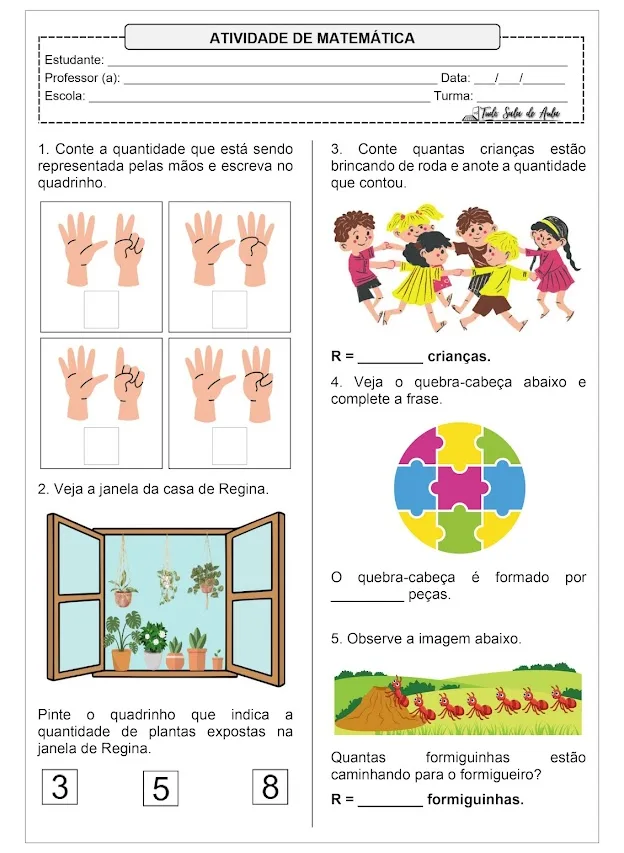 Atividades de contagem para 1º ano