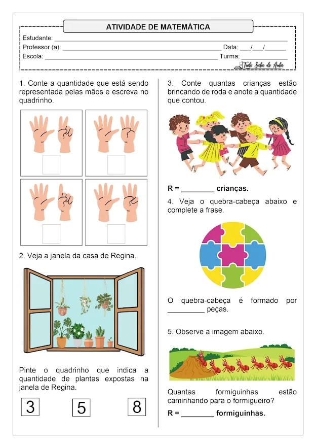 Atividades de contagem para 1º ano