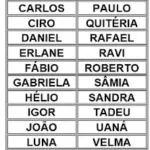 Atividade de Português - Lista de Nomes - 1º ano - Ensino fundamental
