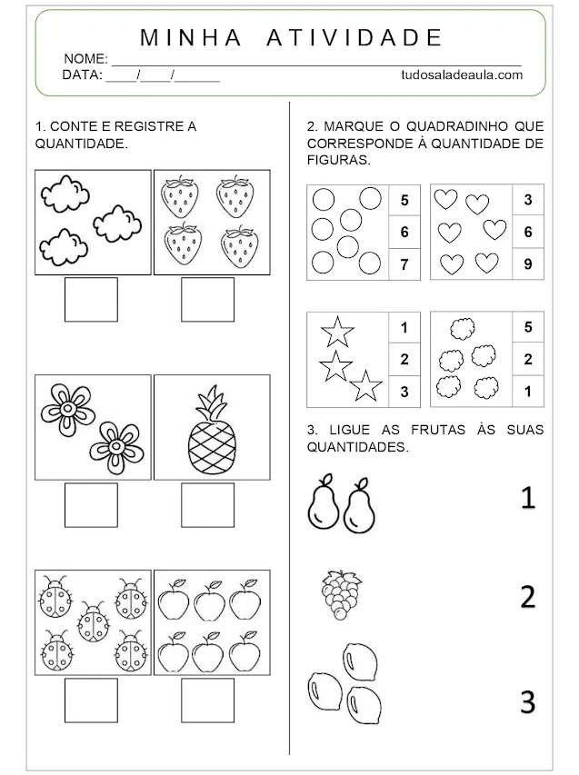 Atividades de contar educação infantil