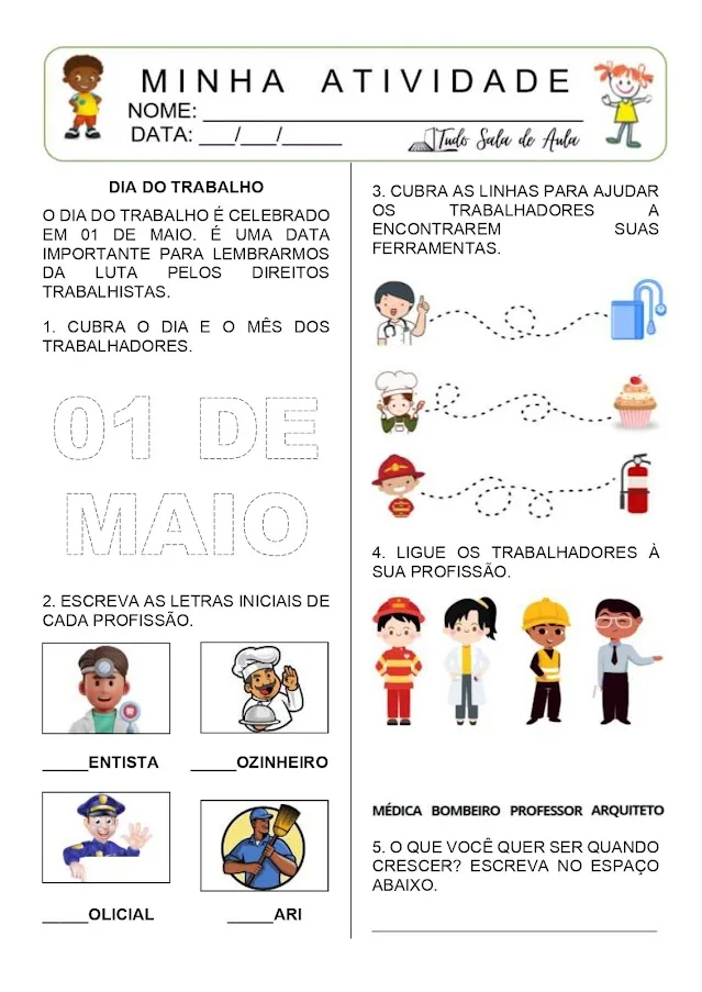 Atividades dia do trabalho educação infantil