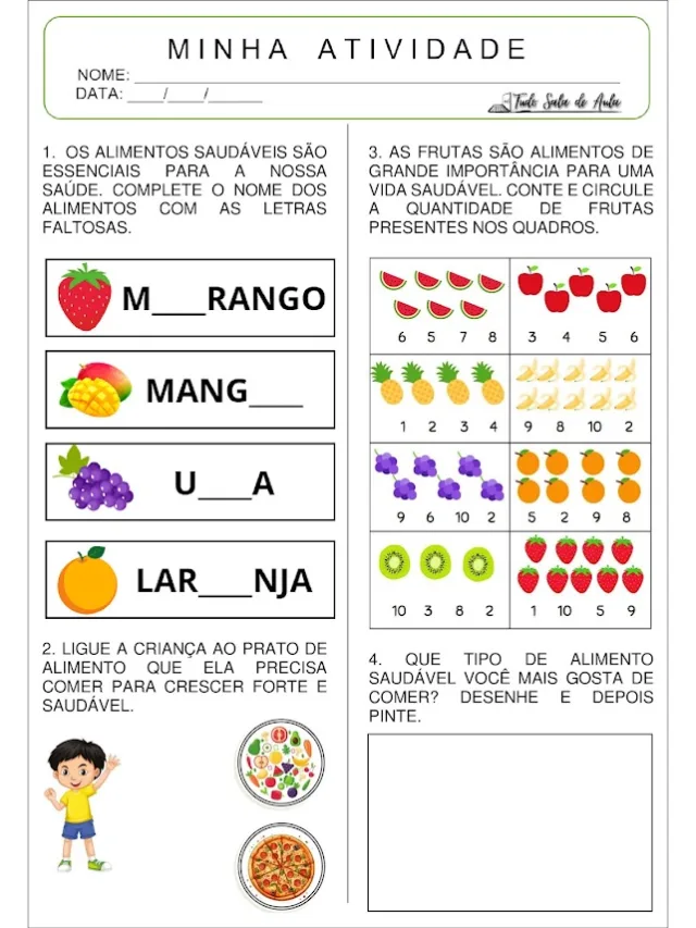 atividade alimentos saudáveis educação infantil