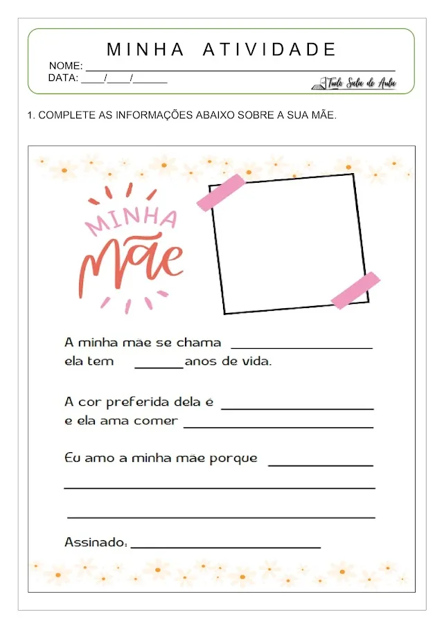 atividade dia das mães