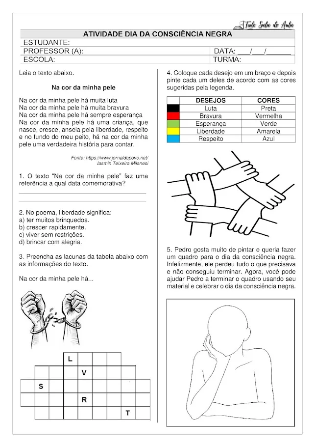 atividade dia da consciência negra