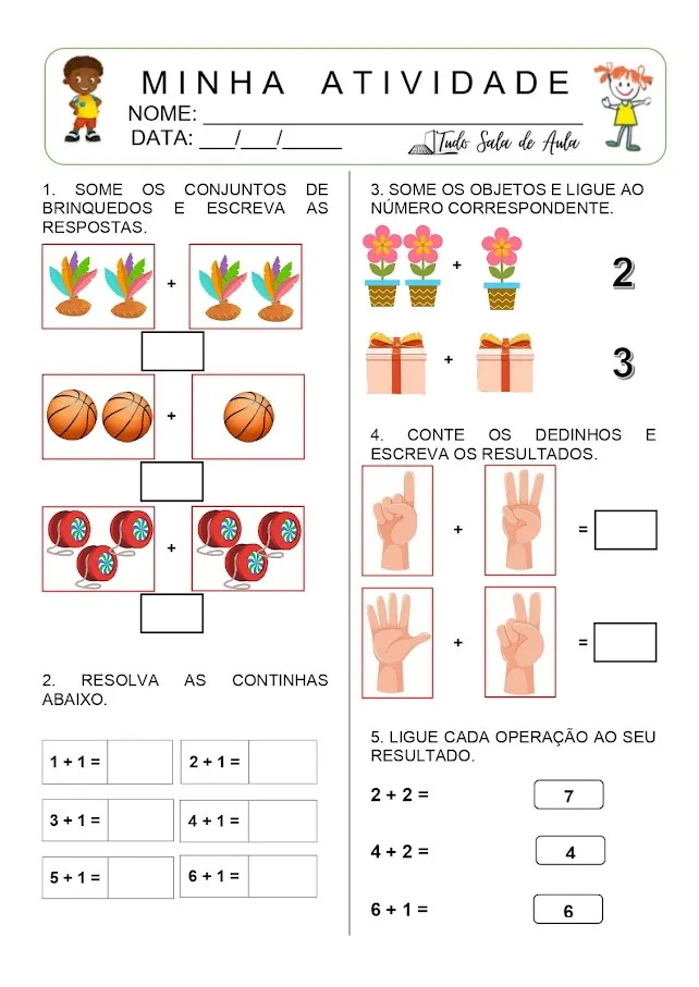 Atividade sobre adição para a educação infantil.