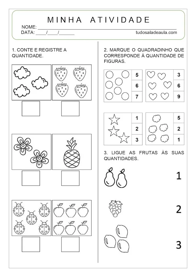 Atividades de contar educação infantil