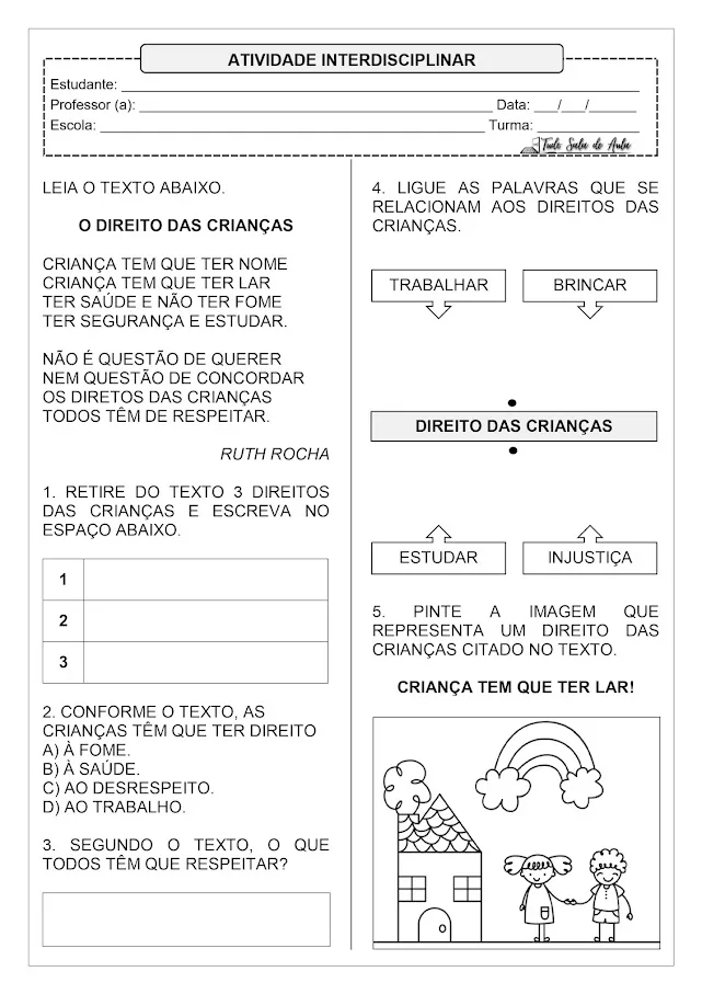 Atividades sobre Direitos e Deveres das Crianças