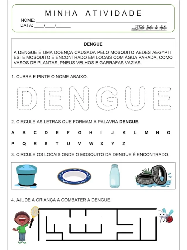 Atividades sobre a dengue para educação infantil