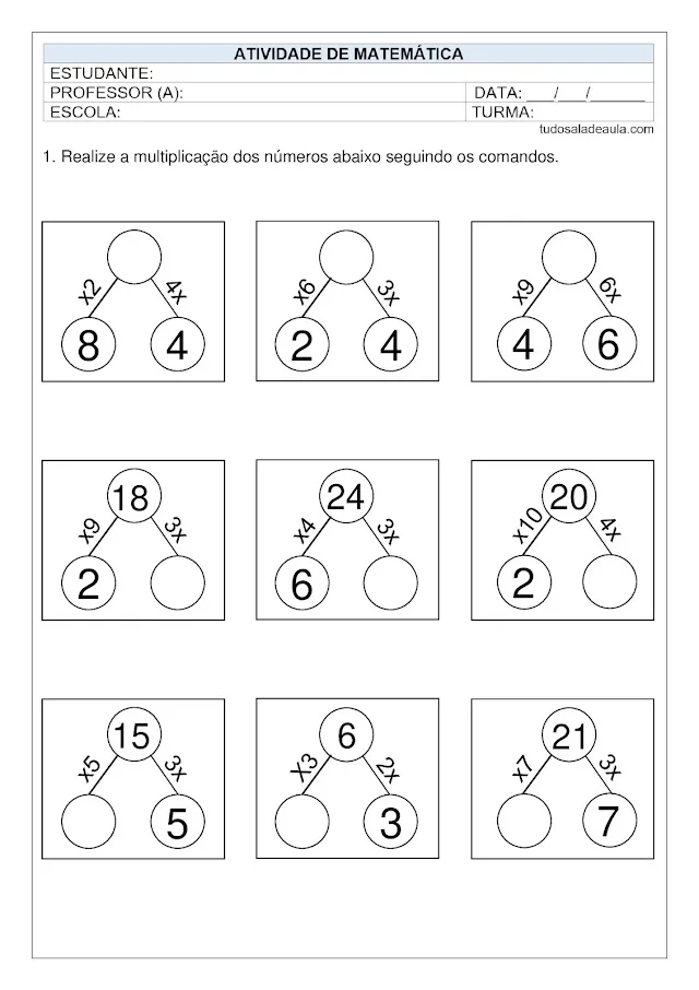 Atividades multiplicação 3º ano