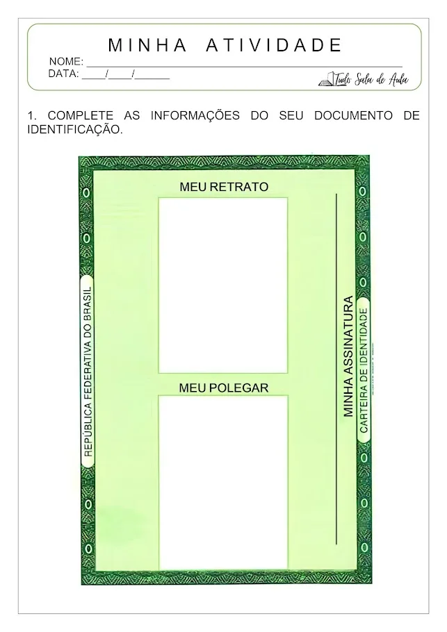 atividade identidade educação infantil