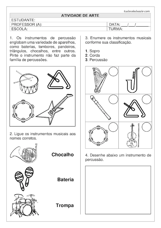 Atividade instrumentos musicais