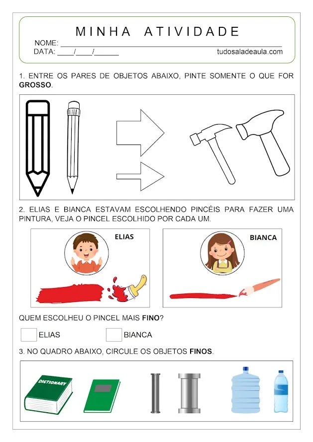 atividade de matemática educação infantil