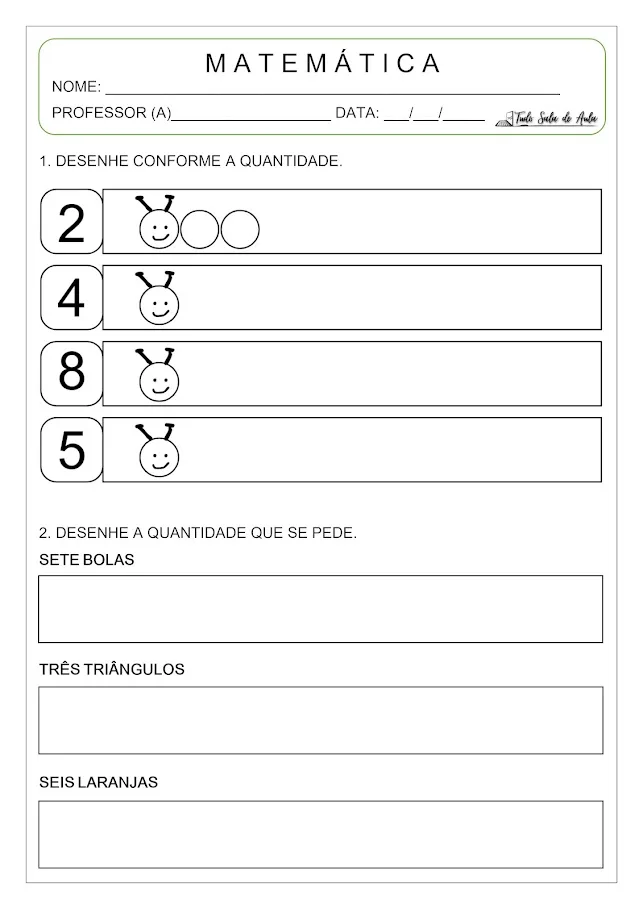 Atividade de Matemática para Alfabetizar