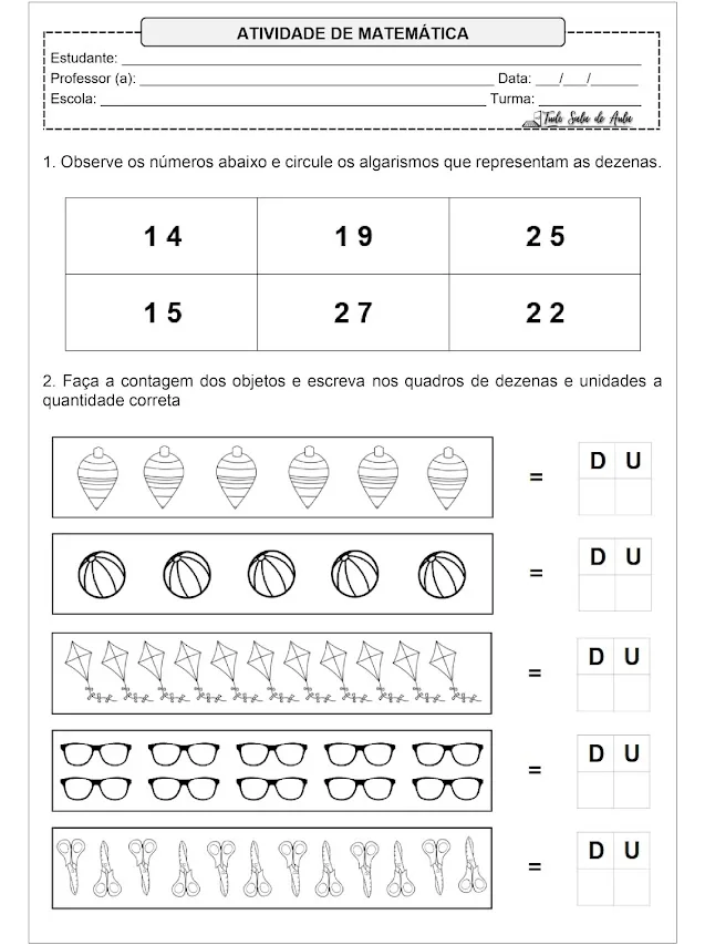 Atividade Dezenas e Unidades