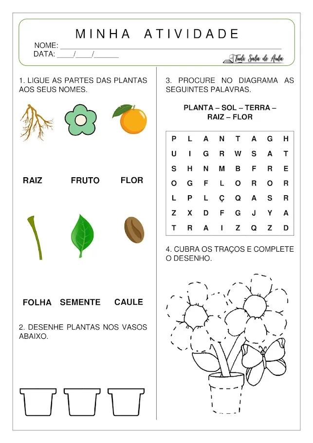 Atividades sobre as plantas educação infantil